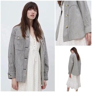 NWT ZARA Stripped Cotton Overshirt